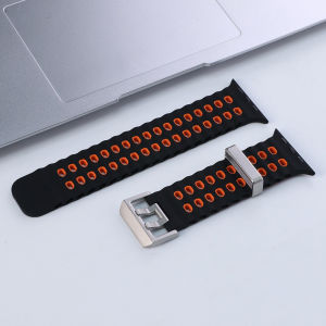 สายซิลิโคนระบายอากาศสำหรับ Apple Watch Ultra 3 49 มม. 46 มม. 45 มม. 44 มม. สายรัดข้อมือทดแทน iWatch Series 11 10 9 8 7 6 5 4 SE3