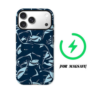 Cartoon Shark Phone Case for iPhone 18 17 16 15 14 13 12 11 Air Pro Max Plus Double-layer Cover