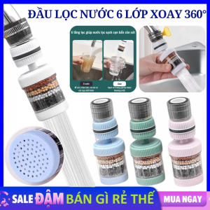 Đầu Lọc Nước 6 Tầng Lọc Cặn Bẩn Vi Khuẩn Xoay 360 Độ - Vòi Lọc Nước Sạch 6 Lớp Carbon Loại Bỏ Tạp Chất An Toàn Cho Sức Khoẻ - Vòi Nước Rửa Bát / Đầu Vòi Tăng Áp Lực Nước Thế Hệ Mới