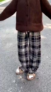 Quần NỈ DẠ LÔNG ống rộng kẻ karo vải dày đẹp chất lượng cao có bigsize 108Kg kiểu dáng thời trang thịnh hành