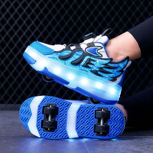 Boys And Girls Flashing Light Roller Skate Shoes Four-Wheel Childrens Inline Skates Sports Shoes for Walking And Roller Blading