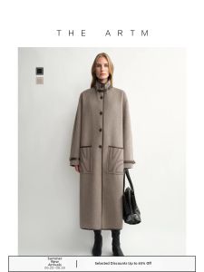 Embroidery Pure Wool Classic Cocoon Stand Collar Coats