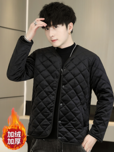 Men Lightweight down Jacket Wear Winter Clothes Plus Size Cashmere Liner Cotton-Padded Clothes Middle-Aged Fleece Lined Thick Cotton-Padded Coat