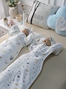 Baby Swaddle Baby Sleeping Bag Swaddle Wrap For New Born Baby Anti-jumping Two Way Zip Wrap Cotton