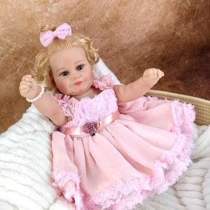 50CM 20 Inch Cấy Tóc Giả Tóc Vàng Reborn Doll Sống Động Như Thật Toàn Thân Bằng Nhựa Vinyl Mềm Mại Đồ Chơi Giáo Dục Bạn Đồng Hành Cho Bé Gái Quà Tặng Sinh Nhật