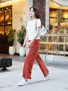 E-YOUTH Signature Women Easy Tie Cotton Wide Pants – EYS1008