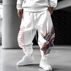 Bandai | Men Women GUNDAM Anime White Hoodie RX 78 2 Robot Graphic Casual Loose Fit Autumn Winter Street Running Fitness