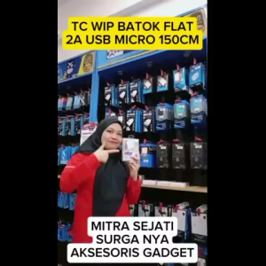 Wellcomm Travel Charger WIP Batok Flat 2A USB Micro 150CM