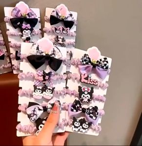 (READY STOCK) Cute Kuromi Hair Pin Headwear Hairband Color Plush Womens Cute Hair Accessories 毛绒可爱库洛米发箍发夹 Pin Rambut