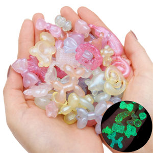 20g/Bag Multiple Styles With Random Colors Acrylic Luminous Beads Loose Spacer Beads For Handmade Bracelet Necklace Earring Keychain DIY Craft Jewelry Making Accessories