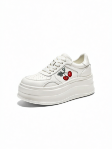 Belle | Cherry Embroidery Thick Sole Elevating Sneakers