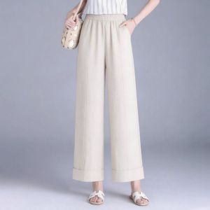 QIAOXIZI | High Waist Drooping Wide Leg Slimming Summer Pants
