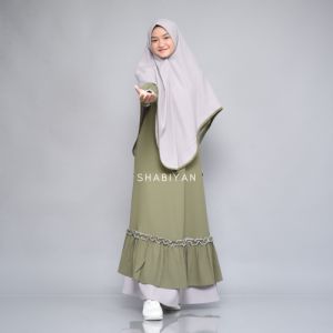 Shabiyan.id 341 Gamis Remaja Set Khimar Crinkle Air Flow