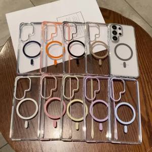 For Samsung Galaxy S26 Ultra S26 Plus S25 S24 High Transparent Contrast Color Magnetic Shockproof Raised Lens Protective Cover