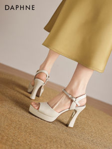 Daphne | Peep Toe French Style High Heel Sandals Coarse Heel