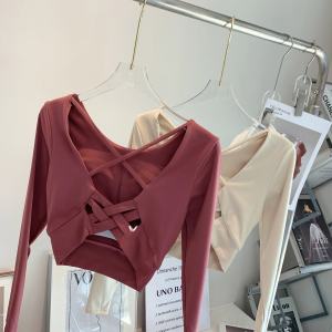 Áo Thun Yoga Tay Dài Thoáng Khí Mềm Mại Dành Cho Nữ Áo Thun Thể Thao Nhanh Khô Áo Thun Tập Luyện Có Đệm Ngực Áo Thun Thường Ngày