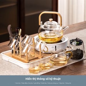 cpm·teaset | Bộ Ấm Nấu Trà Thủy Tinh Kèm Bếp Điện Từ Thiết Kế Nhỏ Gọn Lịch Sự