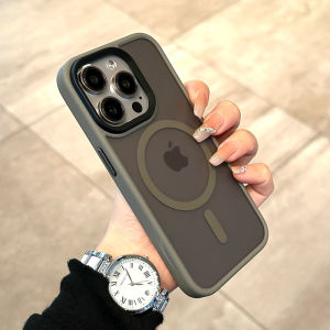 CrashStar MagSafe Skin-friendly Matte Hard Shockproof Phone Case For iPhone 15 14 Pro Max Plus 13 12 Pro Max Wireless Charging Phone Casing Translucent Frosted Phone Cover Shell