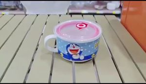 Mangkok Keramik Tutup Silikon Mangkuk Tahan Panas Karakter Binatang/Kartun - Untuk Bubur Sop MPASI