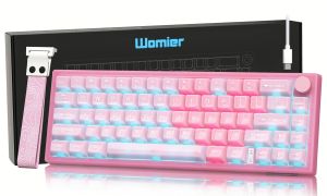 Womier Vk66 Pro Màu Hồng Qmk/Thông Qua 60% Bàn phím chơi game Bàn phím cơ có dây Hot Swappable Gasket Núi RGB Bảng Chìa Khóa