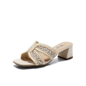 Belle | Woven Sandal One-Word Slides Beach Coarse Heel Elevation