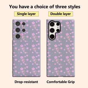 Gray Cherry Blossom Luxury Fashion Full Lens Protective Case for Samsung Galaxy S26 S25 S24 A56 A36 Plus Ultra