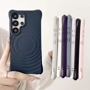 Fashion Water Ripple Silicone For Magsafe Magnetic Case For Samsung S25 S24 S23 Ultra Plus FE Wireless Charge Shockproof Cover