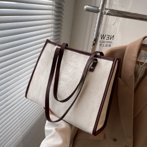 Retro Large Capacity Tote Bag Womens Handbag Soft PU Leather Zipper Closure Casual Style Single Shoulder Bag Trendy Essential