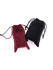 กระเป๋าใส่เครื่องประดับผ้ากำมะหยี่สีดำและแดงเข้ม DIY Velvet Bracelet Storage Bag Drawstring Closure Jewelry Pouch