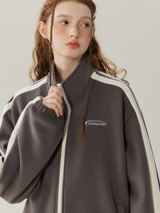 เสื้อแจ็คเก็ตกีฬาลำลองแบบหนาสำหรับผู้ชาย ทรงหลวม คอตั้ง เสื้อคลุมกันหนาว ฤดูใบไม้ผลิและฤดูใบไม้ร่วง สไตล์เรโทร