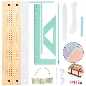 14/4Pcs Scrapbooking เครื่องมือ Book Binding Kit Starter โน้ตบุ๊ค DIY CRAFT Complete Bookbinding ไม้บรรทัดแม่แบบสมุดบันทึก