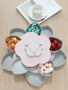 KHAY MỨT XOAY NẮP CÁNH HOA 2 TẦNG 10 NGĂN SIÊU ĐẸP