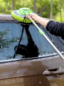 Absorbent Chenille Car Cleaning Mop Rotating Car Window Washing Brush Car Duster Detachable Cloth Mo