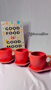 [ READY ] - Cangkir 1 Pasang Motif Apel Keramik / Kado Unik / Hampers Cantik / Gelas Lucu / Cangkir Cantik / Set Teko Murah / Cangkir Murah / Souvenir / Parcel
