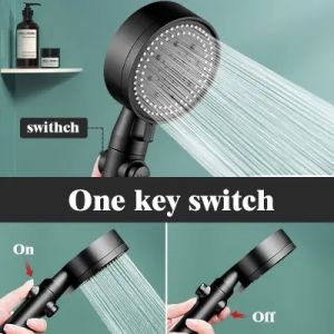 High-pressure Black Shower Head Kepala Shower 5 Mode Adjustable Tekanan Tinggi Hemat Air Untuk Kamar Mandi Head Shower Head High Pressure