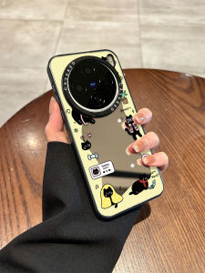 Nalize Cute Cat Design Mobile Phone Case Mirror Surface Black Cat Protection Cover Soft Silicone for Vivox300 X200Pro X100Ultra