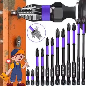 12/6Pcs Magnetic Screwdriver Drill Bit Set Non-slip Cross Head Impact Bit Alloy Steel Power Tool Resistant Bit Electric Screwdriver Tips