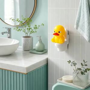 Creative Cartoon Toilet Duck Kawaii Statue Eco-Friendly Resin Ornament for Office Desk Car Bedroom Bathroom Decor