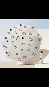 Sunny/rainy/umbrella/grey/cute/personality/cat/Black vinyl sunscreen/fresh/8 ribs/100cm/Little fat cat