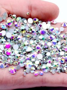 เพชร AB ทรงแบนสีสันสดใส 7 สี สำหรับตกแต่งเล็บ เครื่องประดับแฟชั่น DIY งานฝีมือ เครื่องประดับเพชร วัสดุอื่นๆ