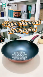 AWE Frypan 34cm Diamond Wook Wajan Penggorengan Dengan Pegangan Kuat dan Anti Panas / Wok Diamond 34CM TEBAL Anti Gores