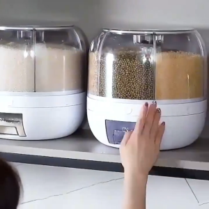Candy Machine Grain Storage Rotating Candy Dispenser Large Capacity Rice Storage Bin with Multiple Compartments Keimav