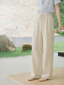 INMAN | Linen Casual Wide-Leg Drawstring Elastic Waist Pants
