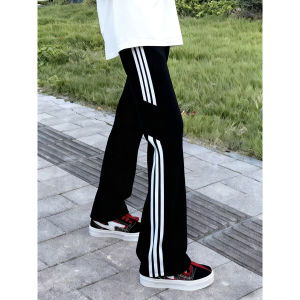 Quần Dài Nam American Grey Three Bars Dài Mùa Thu Đông Quần Thể Thao Thường Ngày Rộng Rãi Cạp Vừa Polyester Thẳng