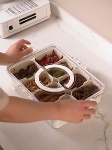 XMVP กล่องปิดผนึก กล่องเก็บของในตู้เย็น กล่องถนอมอาหา การปิดผนึกที่ดี แบ่งช่องเก็บของคงความสดใหม่ของอาหาร