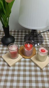 เทียนหอมในแก้ว เทียนวาเลนไทน์ กลิ่นกุหลาบ Rose scent (Heart Candle Jar)