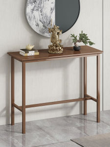 Modern Simple Home Bar Table Wooden Side Table for Living Room Balcony Casual High Table against Wall Long Table Chair Set