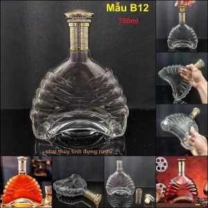 Chai Thủy Tinh Đựng Rượu 750ml cao cấp mẫu XO trăng khuyết nắp gioăng gỗ Chai Đựng Rượu Đẹp Bình Đựng Rượu chưng bàn ăn sang trọng (B12)