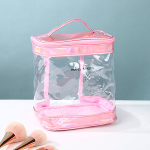 Colorful Transparent Portable Makeup Bag Womens Cosmetic Storage Bag Waterproof Travel High Capacity Toiletry Bag PVC Material