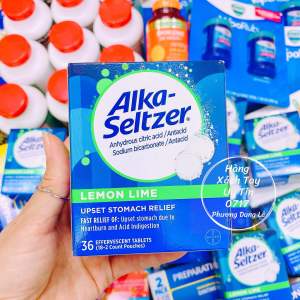 1 Hộp 36 viên Alka Seltzer Upset Stomach Relief Lemon Lime vị chanh hàng chuẩn Mỹ bay air
